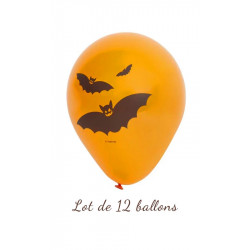Lots de 12 ballons ''Chauve Souris'' - Halloween